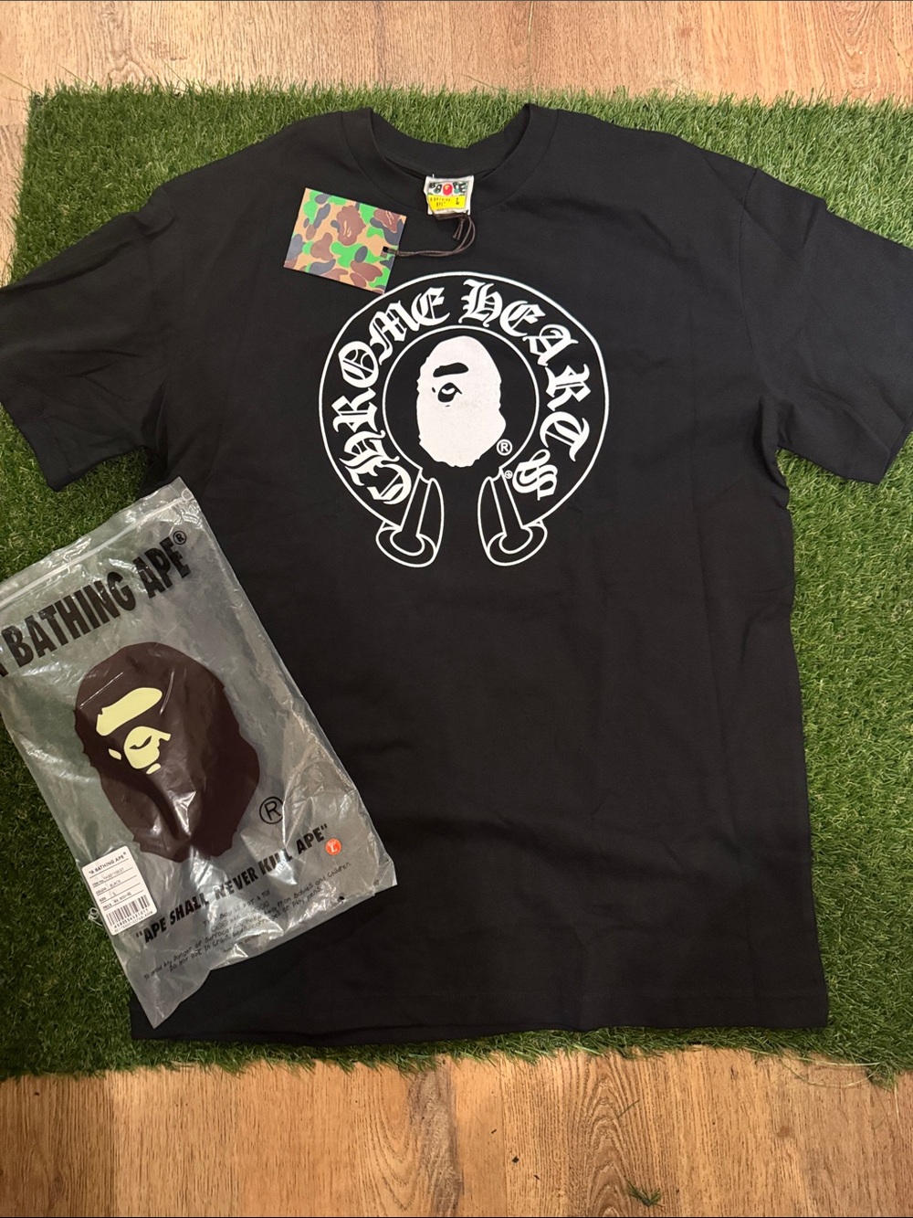 Chrome Hearts x BAPE Black Graphic Black Tee